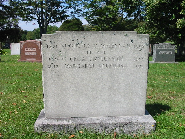 Photo of headstones/Augustus Duncan McLennan 1871-1945 hdstn Back_